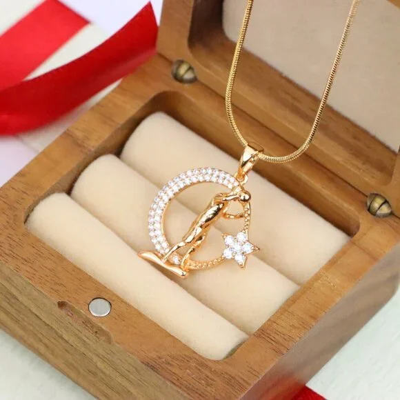 "Basketball Player Moon Star Rose Gold Pendant for Men & Women, XPPT1281 - Picture 5 of 12
